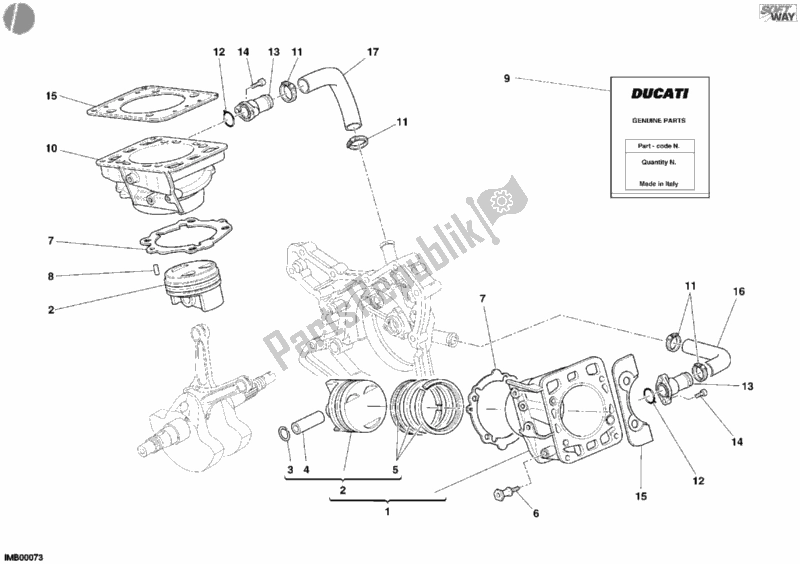 Toutes les pièces pour le Cylindre - Piston du Ducati Sport ST3 USA 1000 2005